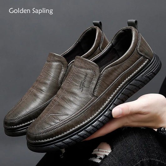 Golden Sapling Fashion Men's Loafers Leather Flats Classics Driving Shoes Platform Footwear Men Casual Formal Business Shoes
